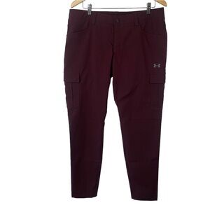 Under Armour Women's Straight Leg Cargo Pants in Deep Burgundy